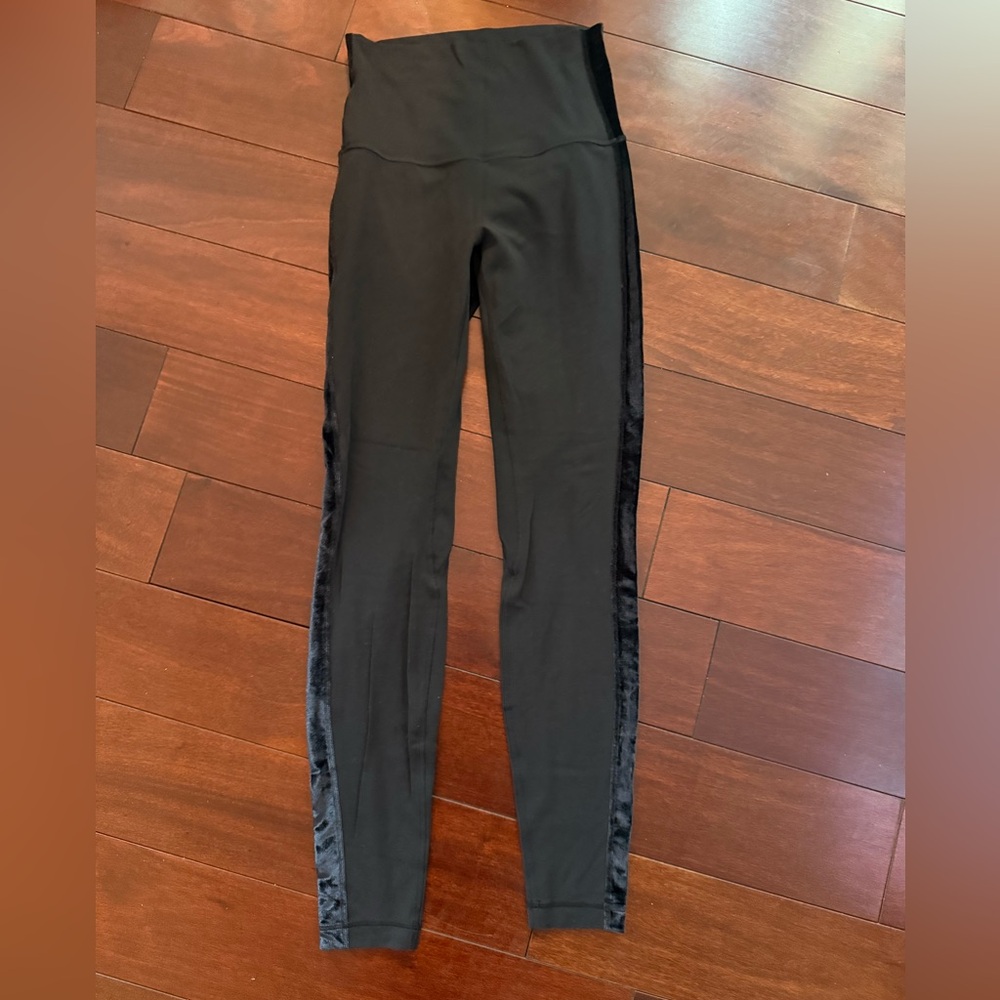 Lululemon High-Waisted Leggings with Velvet Side Stripes
